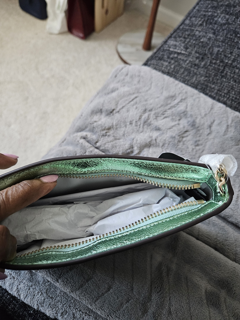 Kate Spade Green Glitter Chain Shoulder Bag - Picture 5 of 12